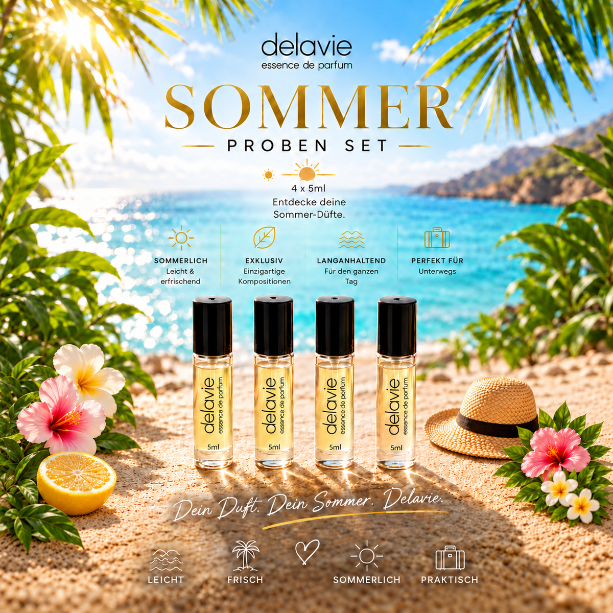 Sommer-Duftproben-Set 4× 5 ml DELAVIE