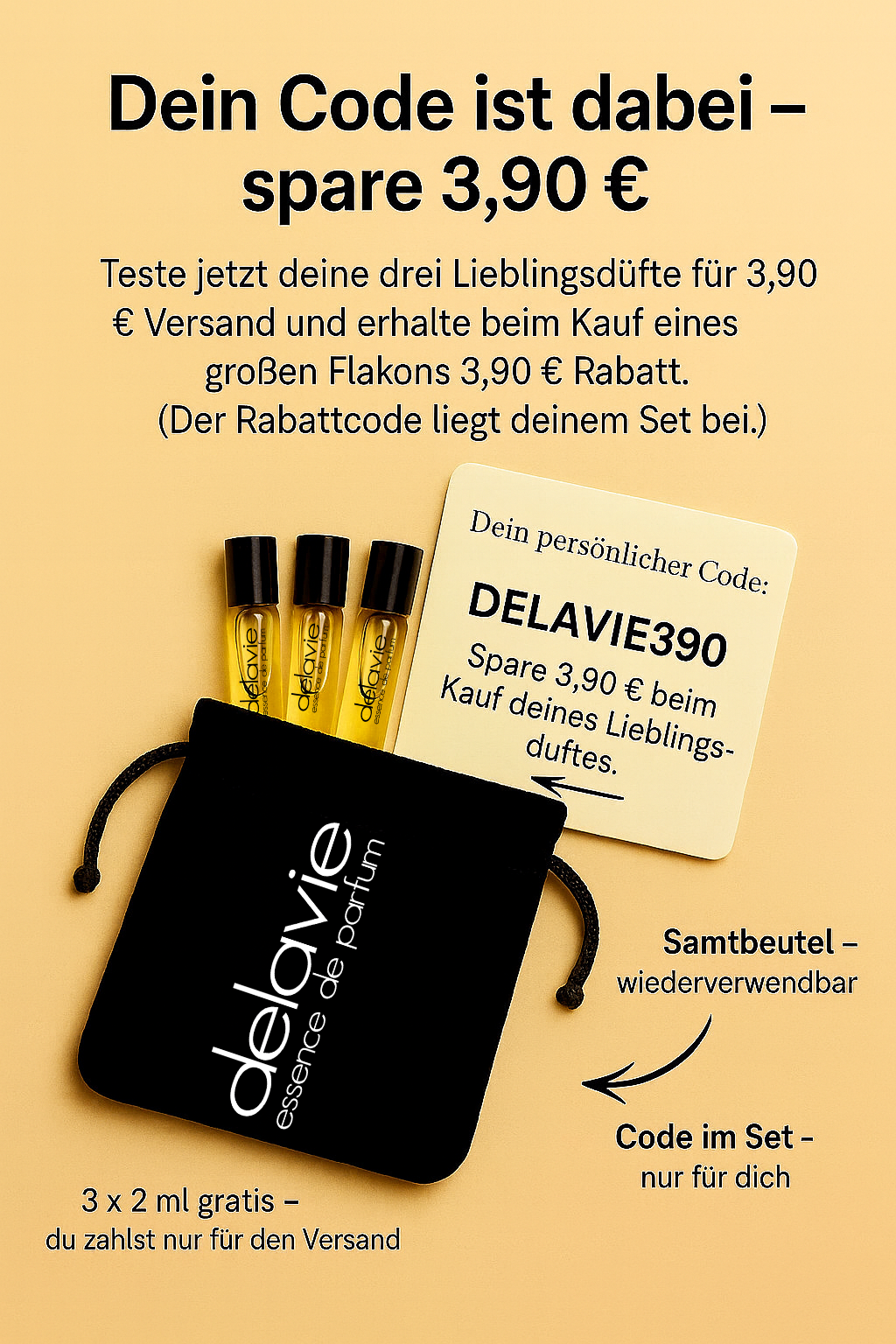 Delavie Discovery Herren Set – 3 Luxus Düfte, du zahlst nur den Versand (3×2 ml)